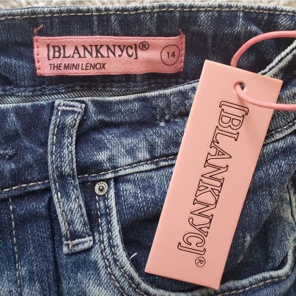 Blank NYC Girls Blue Distressed Denim Shorts
